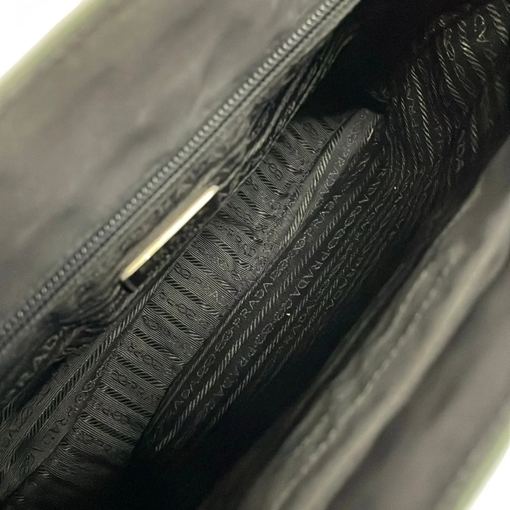Prada Tote Bag B8367 Green Black Nylon Plastic